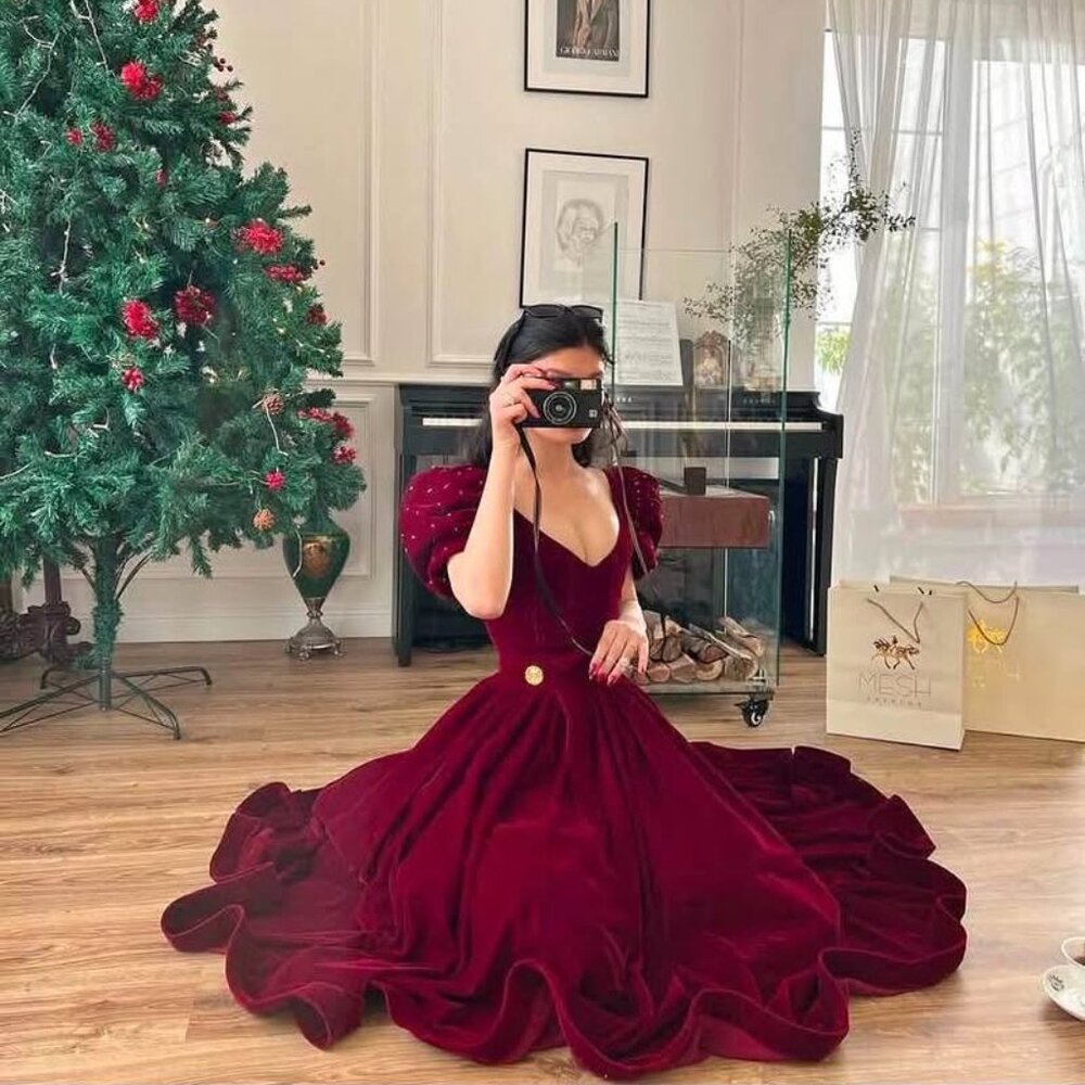 Red velvet dress